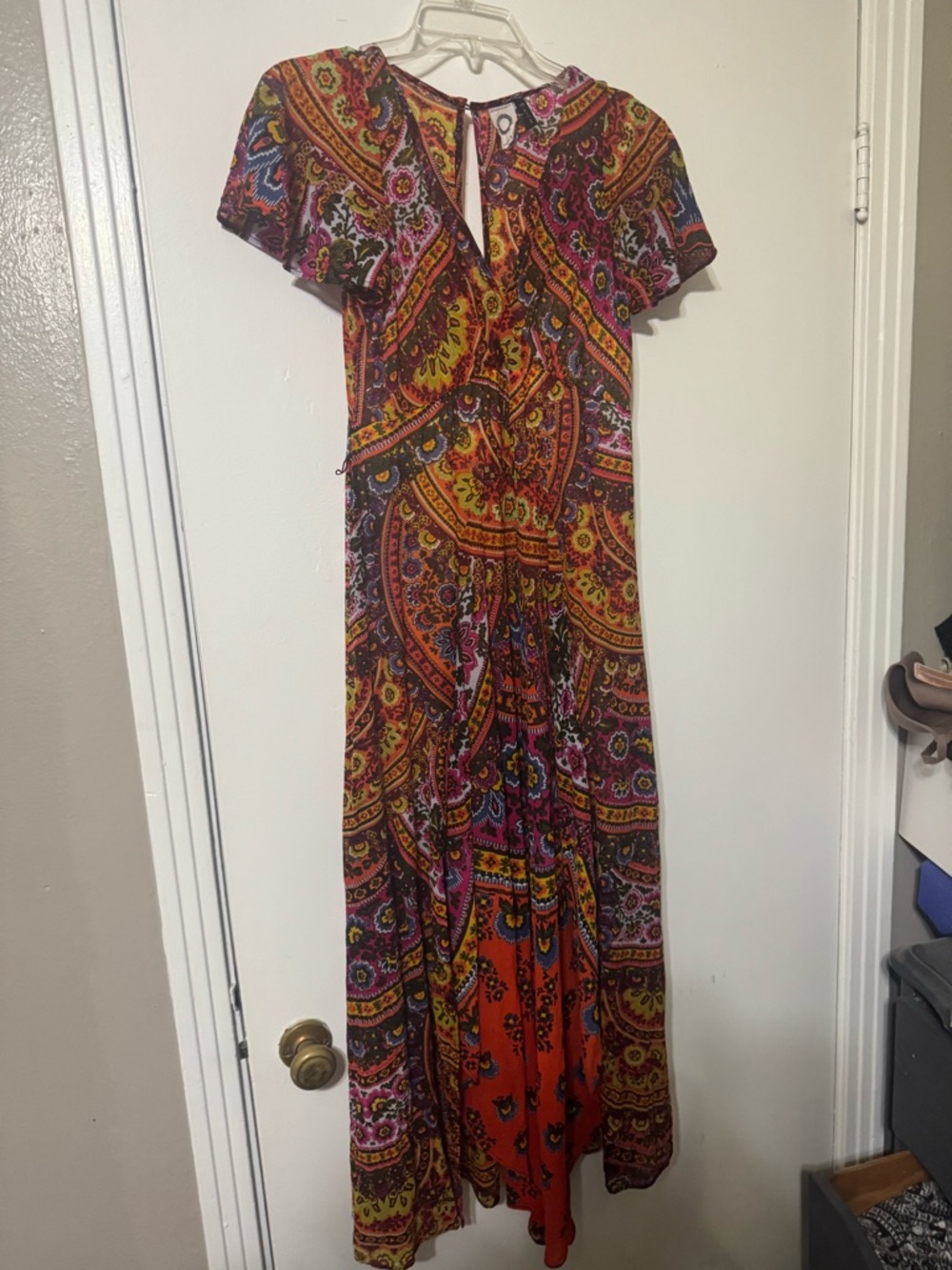 Anthropologie Paisley Maxi Dress in Orange, Pink, Yellow, Purple